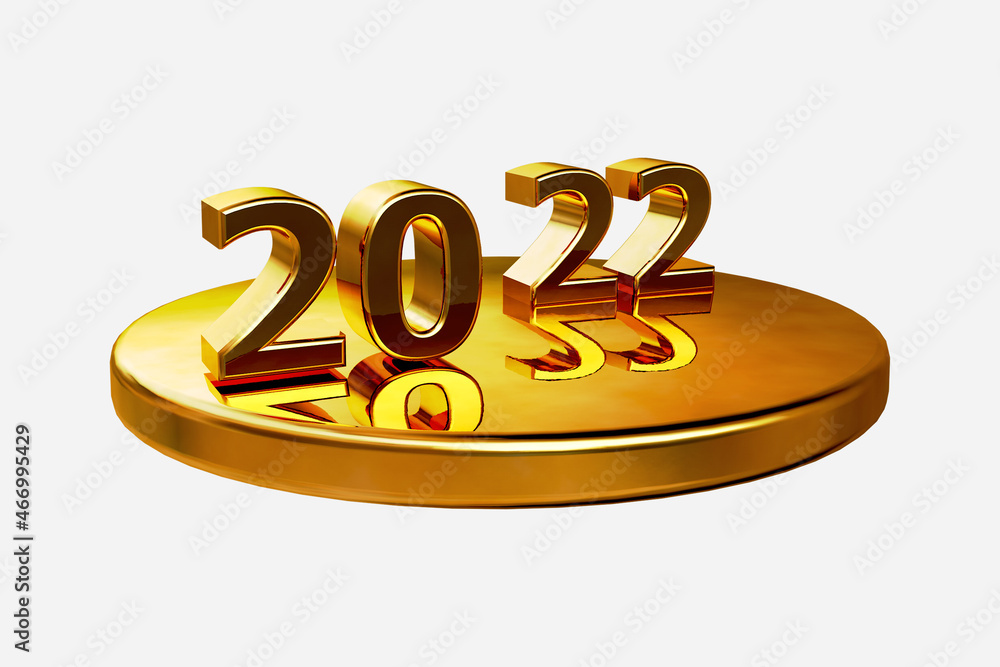 2022 Golden 3d Text Or Happy New Year 2022 Banner Design 2022 Number 3d Render Illustration 7265