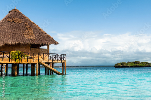 Fototapeta Naklejka Na Ścianę i Meble -  Private Over-Water Hut on Tropical Island