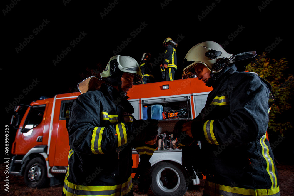 Fireman team during intervention Fireman team during intervention