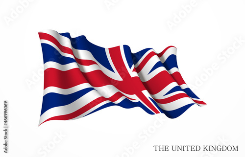 Britain flag state symbol isolated on background national banner. Greeting card National Independence Day United Kingdom of Great Britain and Northern Ireland. banner with realistic state flag of UK.