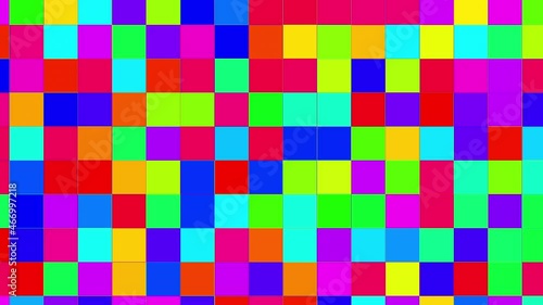 高速でランダムに色が変わるモザイクのようなアブストラクト背景動画素材
