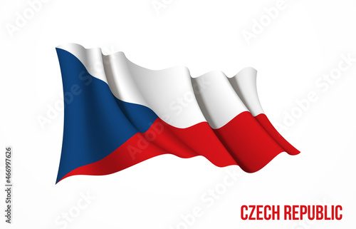 Czechia flag state symbol isolated on background national banner. Greeting card National Independence Day of the Czech Republic. Illustration banner with realistic state flag.