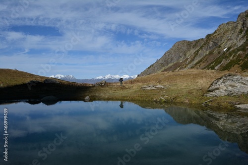 Beautiful mountain lake. Landscape. Tourism and hiking