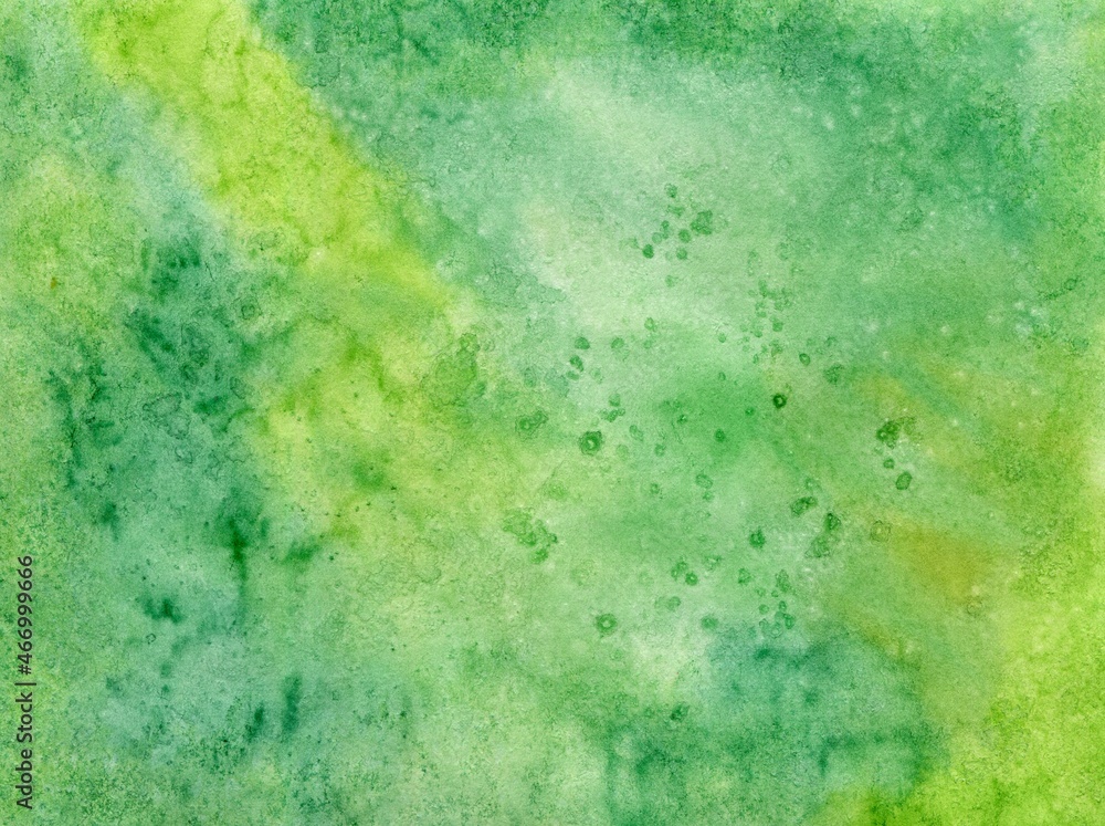 Abstract watercolor yellow background with green inclusions, artistic light banner with space for text