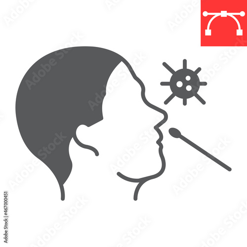 Nasal swab test glyph icon, diagnosis and covid, pcr test vector icon, vector graphics, editable stroke solid sign, eps 10.