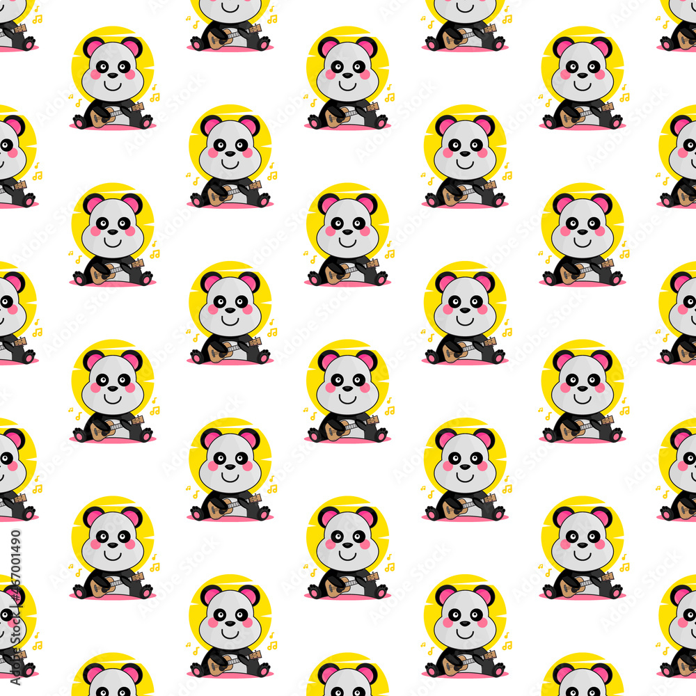 Seamless pattern cartoon panda playing guitar design Seamless pattern cartoon panda playing guitar design