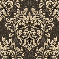 Fototapete Beigefarbene Muster Damast Ornament Muster im Vintage Stil  © garrykillian