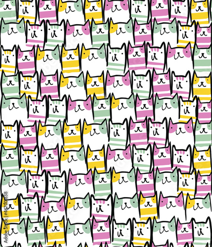 little colorful cats vector pattern design