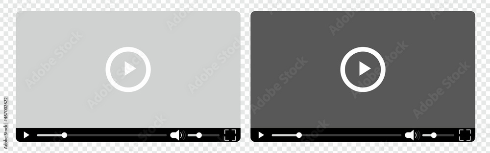Video player template set vector isolated on white background Video player template set vector isolated on white background