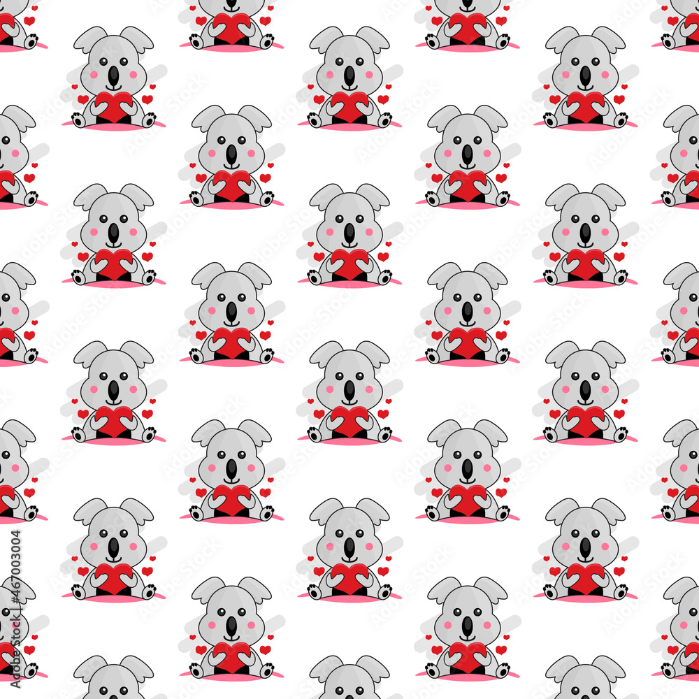 Seamless pattern cartoon koala holding heart design Seamless pattern cartoon koala holding heart design