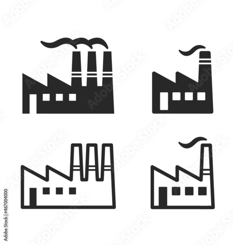 simple industrial factory logos silhouettes set