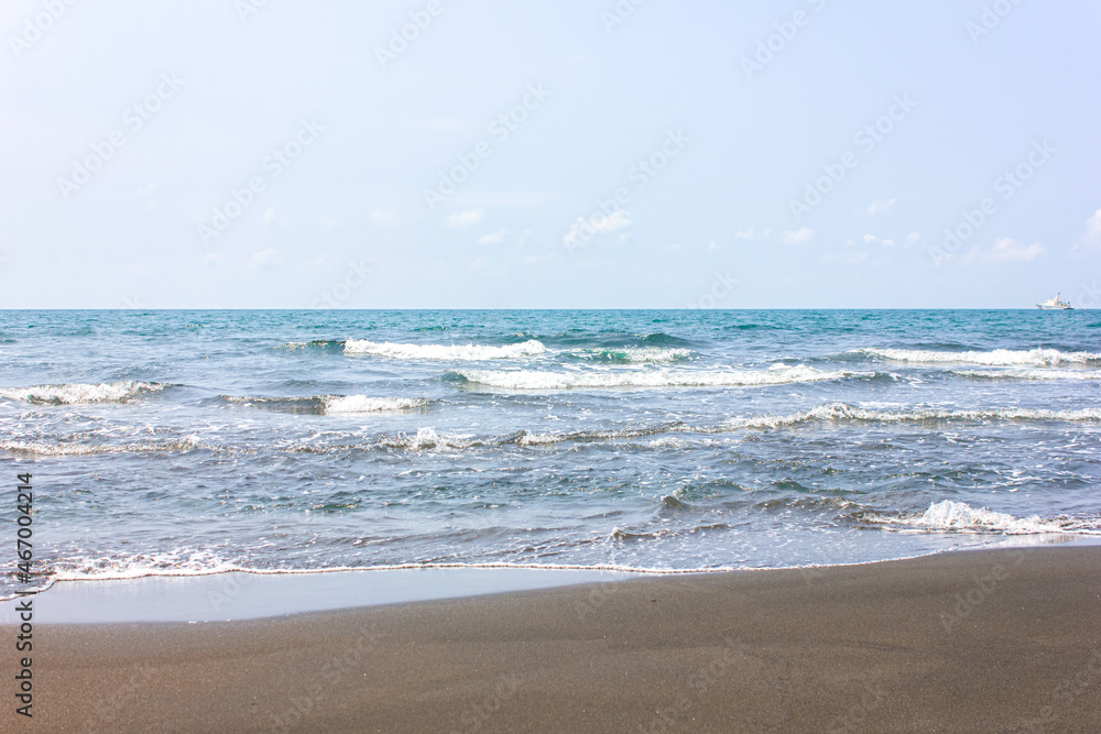 Nature landscape view of beautiful beach and sea in cloudy day. Beach sea space area Nature landscape view of beautiful beach and sea in cloudy day. Beach sea space area