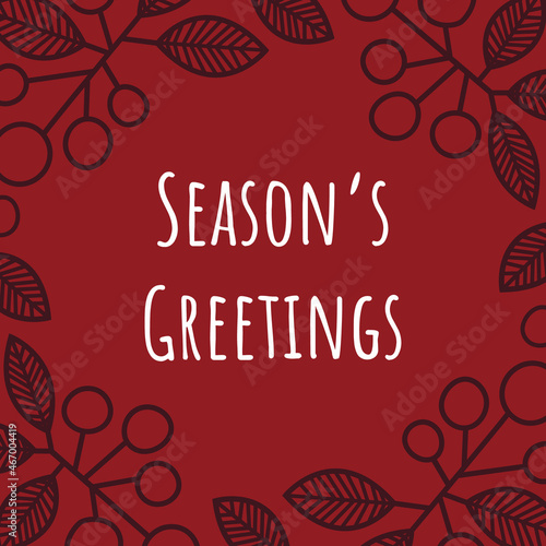 Winter berries framed background with Season's Greetings text.