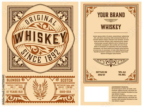 Whiskey label with old frames