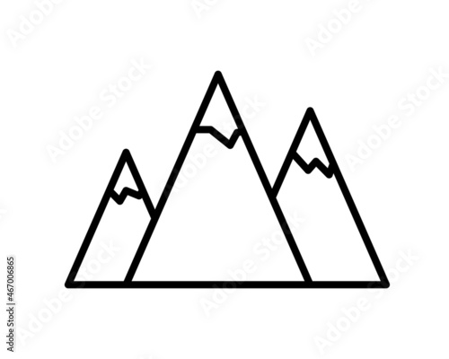 Mountains icon. Outline mountains vector icon for web design isolated on white background