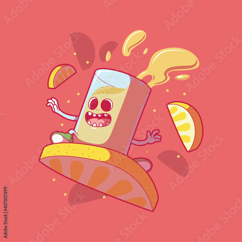Tequilla shot having fun vector illustration. Drink, party, funny design concept.