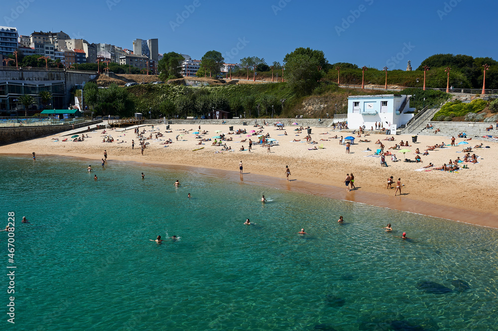 bathers on the beach of San Amaro in A Coruña