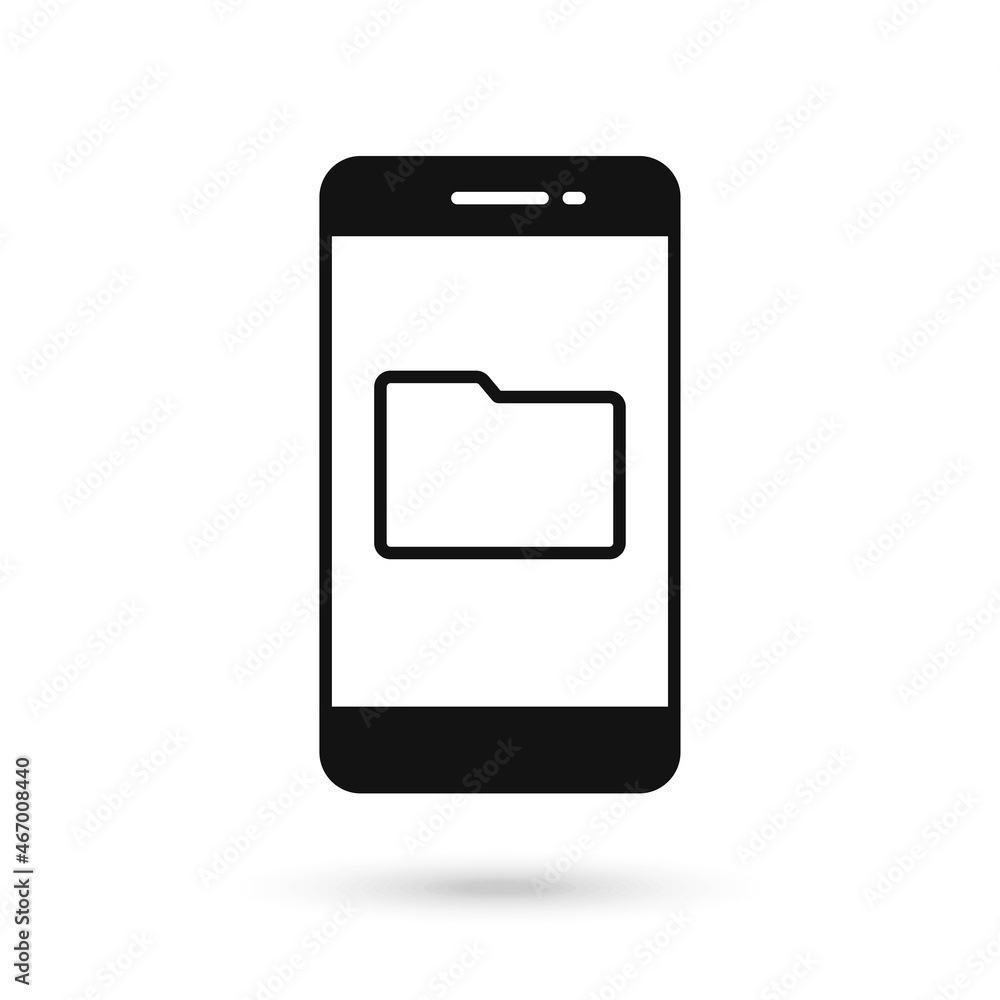 Mobile phone flat design icon with file symbol Mobile phone flat design icon with file symbol