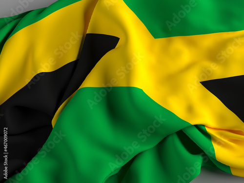Jamaica's flag, an island country situated in the Caribbean Sea
