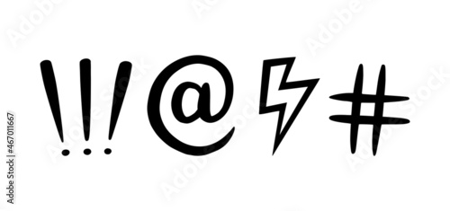 Censored symbols substituting swear and expletive words in hand drawn style. Vector illustration isolated in white background