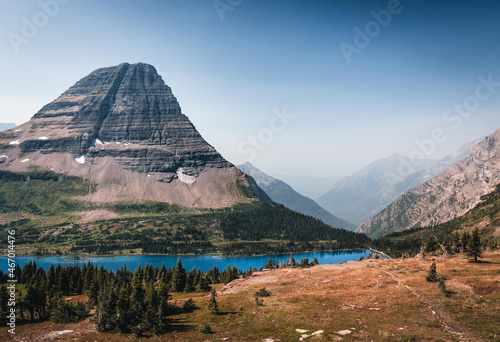 Beautiful view of Citadel Mountain and saint Mary lake in glacier crystal national park in USA