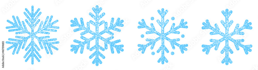 Set Snowflake Icon graphic. Beautiful blue snowflake dusted with small ...