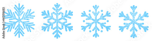 Set Snowflake Icon graphic. Beautiful blue snowflake dusted with small ice crystals