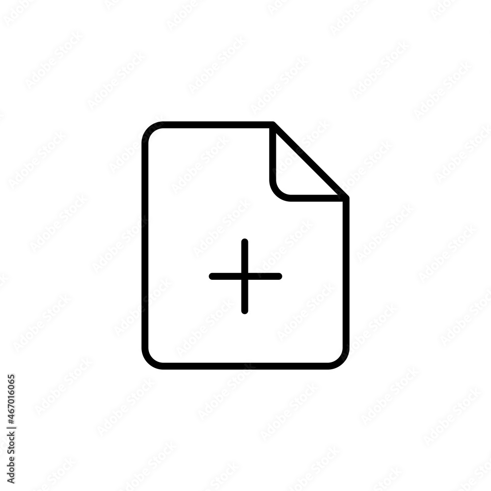 Paper, add file, simple document black icon. On white background. Trendy flat isolated symbol sign used for: illustration, outline, logo, mobile, app, design, web, dev, ui, ux, gui. Vector EPS 10 Paper, add file, simple document black icon. On white background. Trendy flat isolated symbol sign used for: illustration, outline, logo, mobile, app, design, web, dev, ui, ux, gui. Vector EPS 10