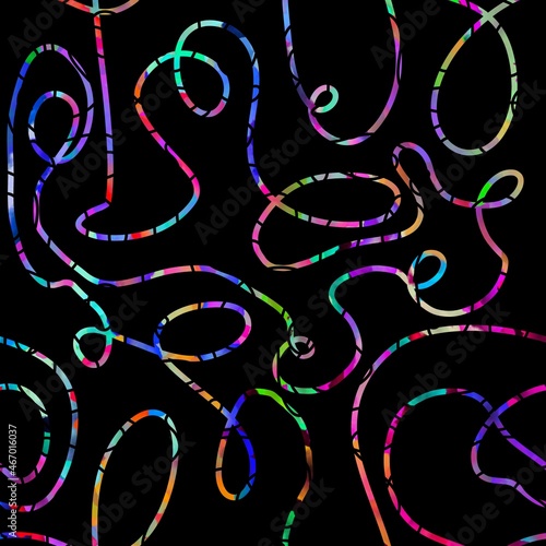 Seamless pattern. Continuous colourful line. Continuous line background. Design for clothing, wallpaper, textiles, curtains.