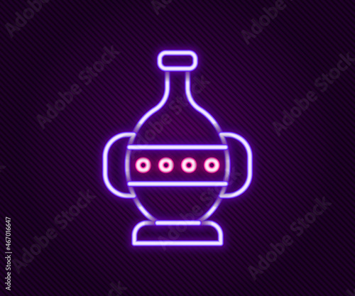 Glowing neon line Ancient amphorae icon isolated on black background. Colorful outline concept. Vector