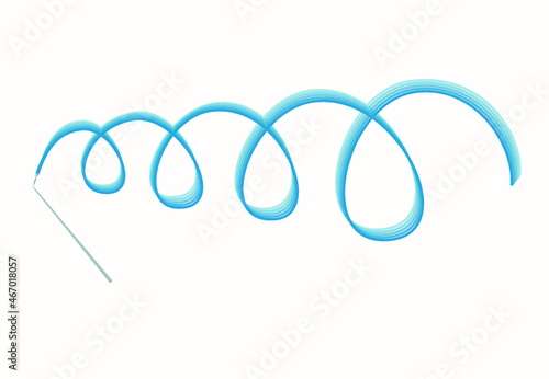 Artistic Rhythmic Gymnastics Ribbon Wand with Baton Twirling for dance performance or decoration. Fun exercise toy. Vector illustration.
