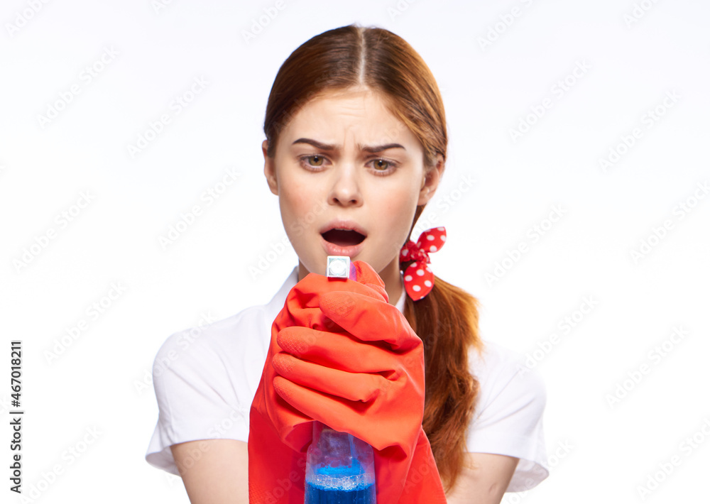 cleaning lady wearing rubber gloves detergents housework cleaning lady wearing rubber gloves detergents housework