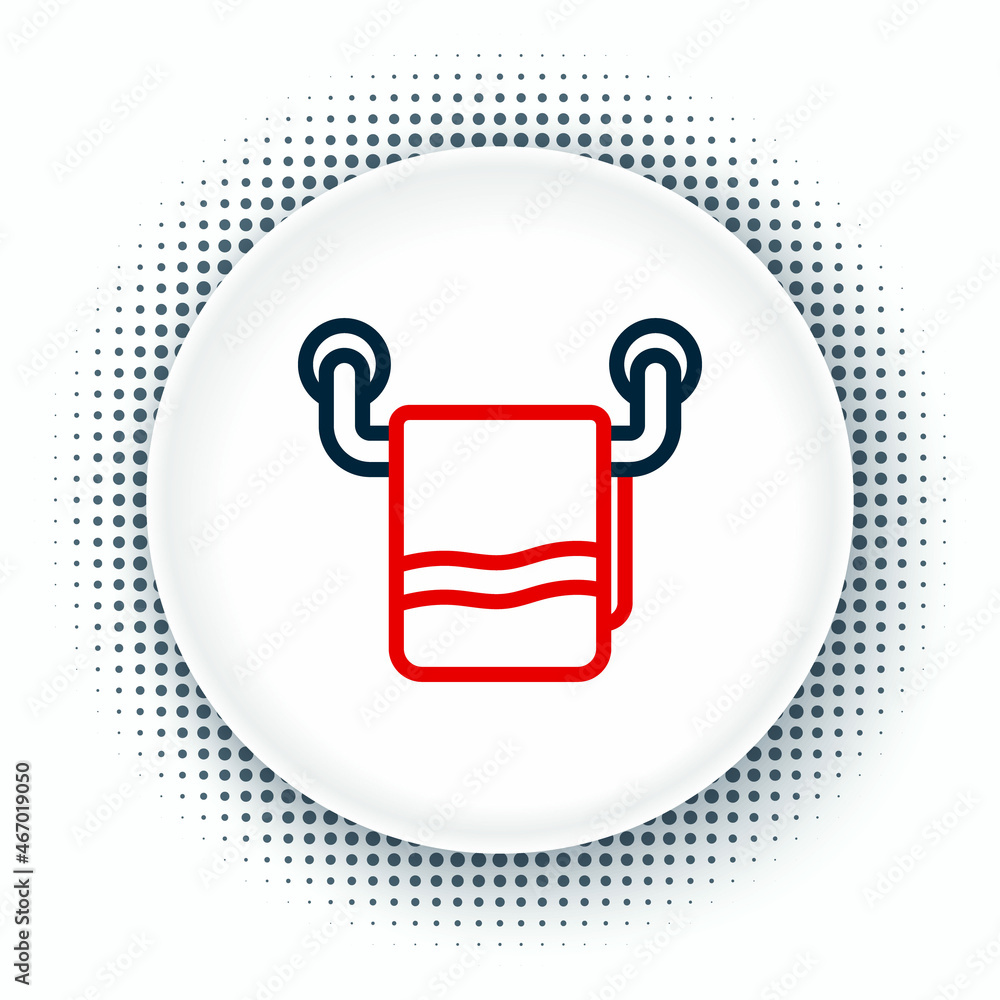 Line Towel on a hanger icon isolated on white background. Bathroom towel icon. Colorful outline concept. Vector Line Towel on a hanger icon isolated on white background. Bathroom towel icon. Colorful outline concept. Vector
