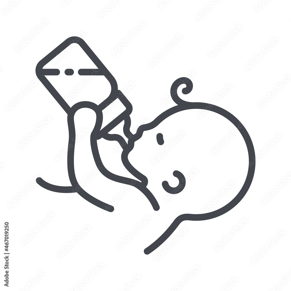 Newborn Baby is drinking milk from bottle with pacifier Newborn Baby is drinking milk from bottle with pacifier