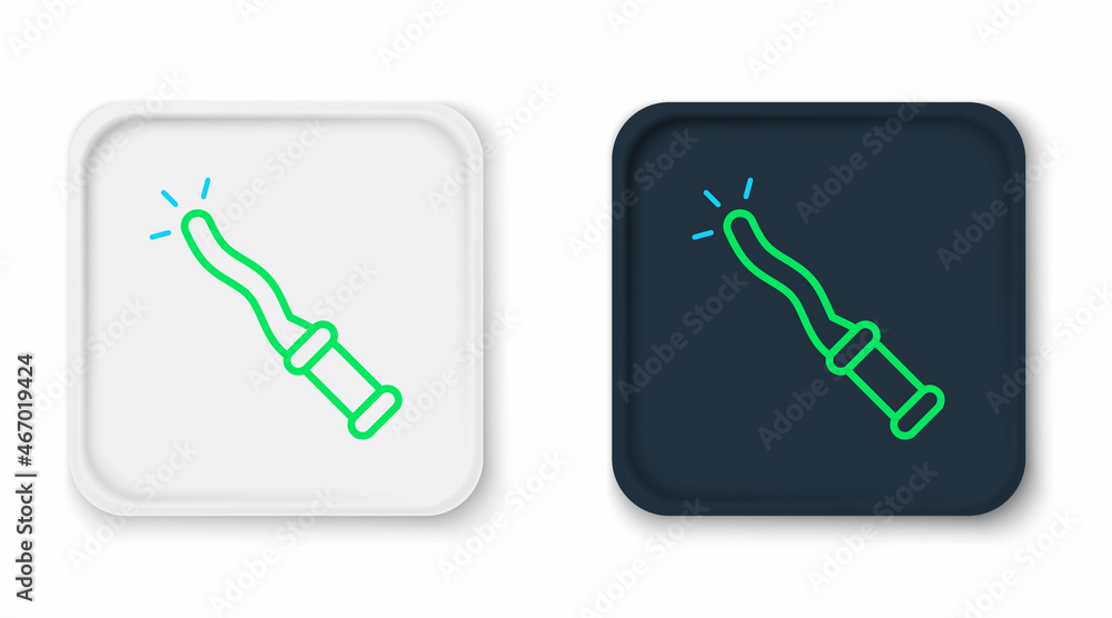 Line Magic wand icon isolated on white background. Star shape magic accessory. Magical power. Happy Halloween party. Colorful outline concept. Vector Line Magic wand icon isolated on white background. Star shape magic accessory. Magical power. Happy Halloween party. Colorful outline concept. Vector