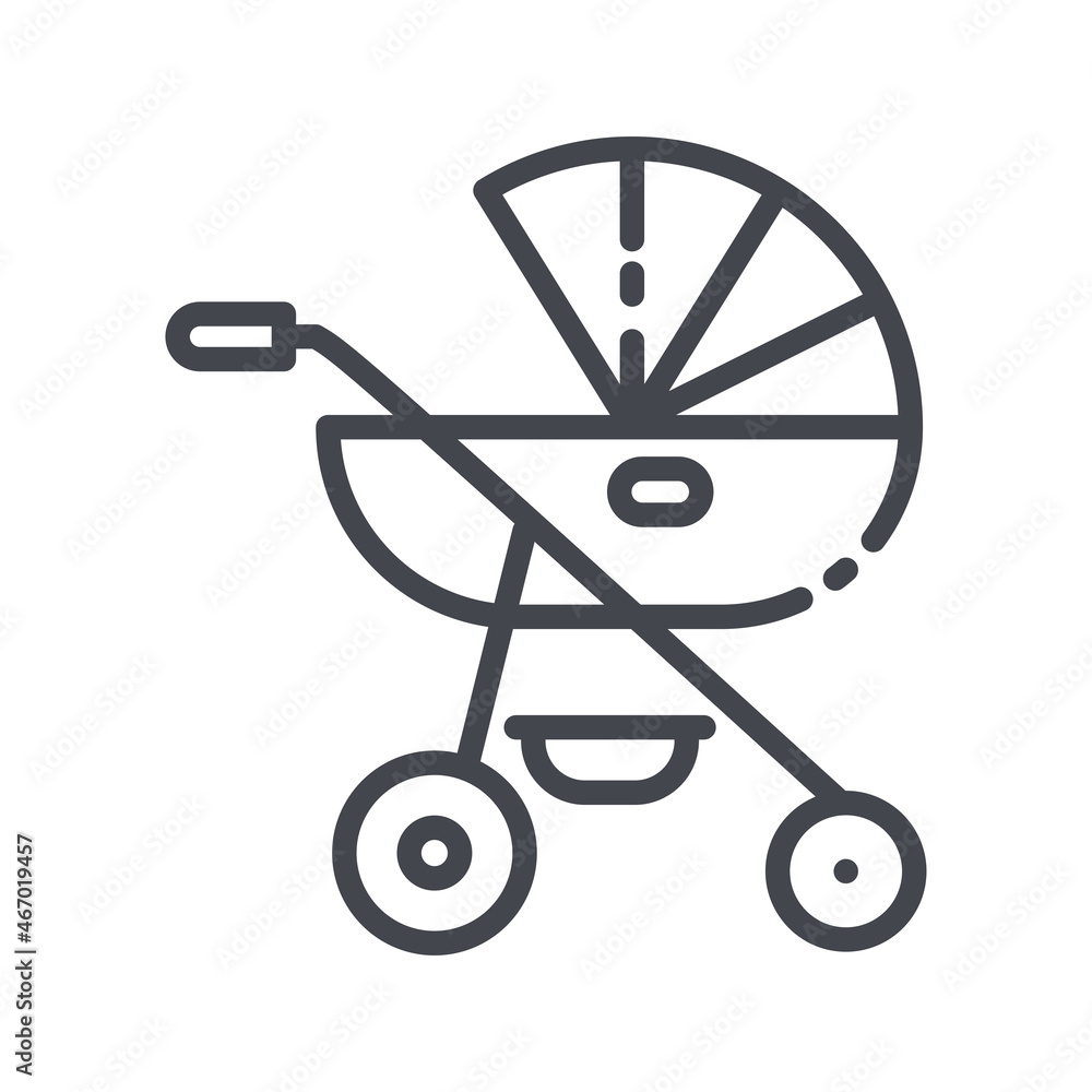 Baby pram sign line icon isolated on transparent background. Baby pram sign line icon isolated on transparent background.