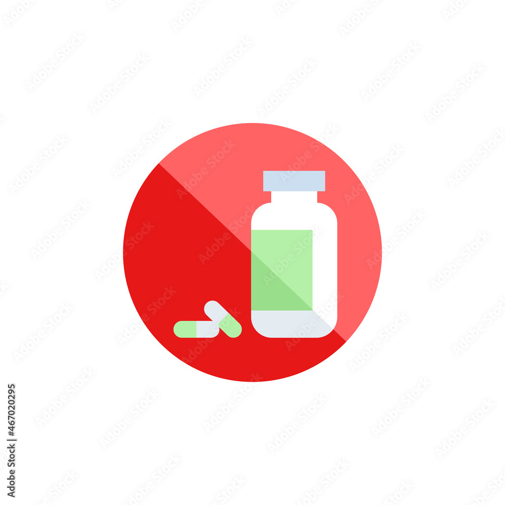 pills are prohibited single flat icon isolated on white. Perfect outline symbol Prevention Coronavirus Covid 19 pandemic banner. flat design warning without medicine drugs free pills are prohibited single flat icon isolated on white. Perfect outline symbol Prevention Coronavirus Covid 19 pandemic banner. flat design warning without medicine drugs free