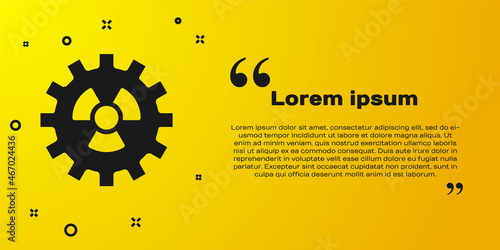 Black Radioactive icon isolated on yellow background. Radioactive toxic symbol. Radiation hazard sign. Vector