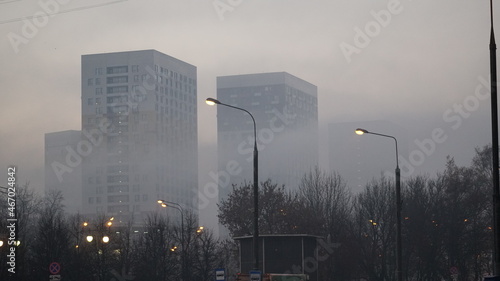 City in fog