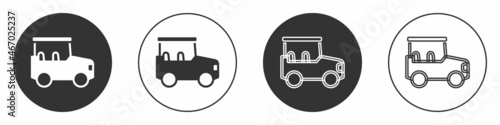 Black Safari car icon isolated on white background. Circle button. Vector