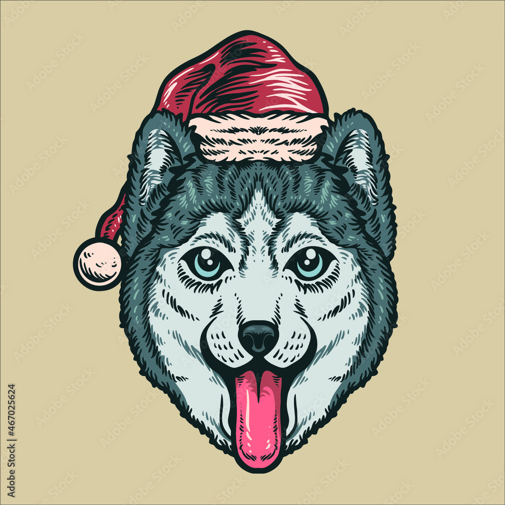 Naklejka premium christmas dog illustration vector design