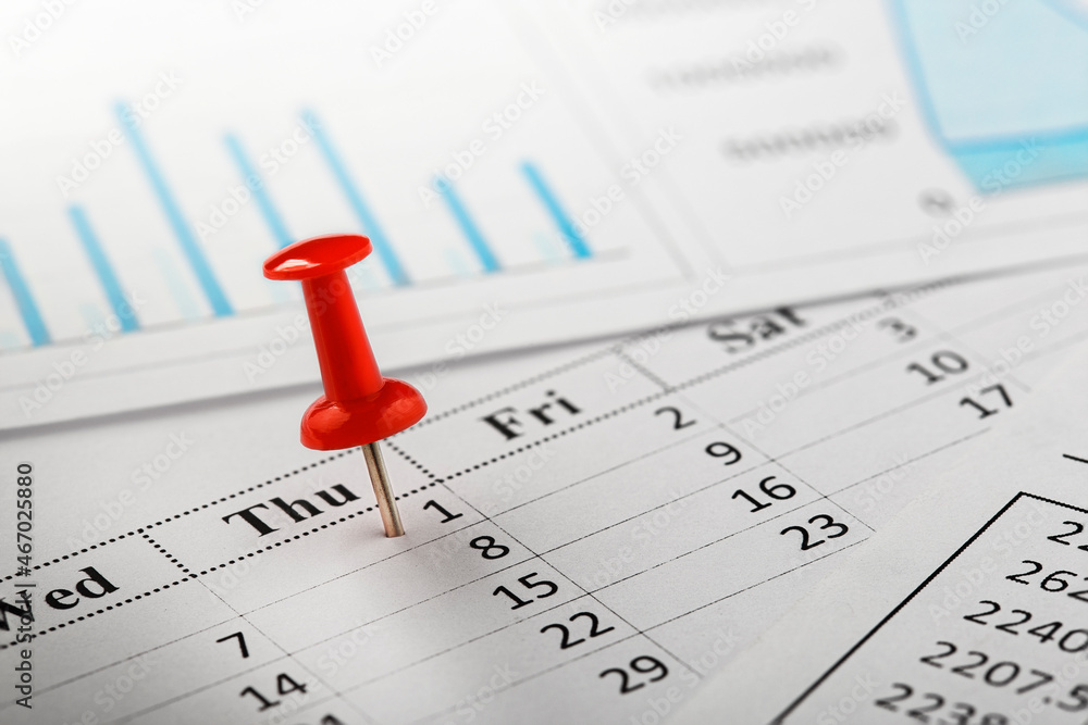 Important date and calendar appointment. pin on calendar. Important date and calendar appointment. pin on calendar.