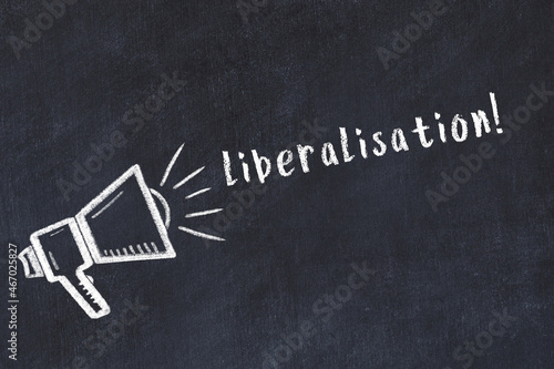 Tableau sur toile Chalk sketch of loudspeaker and inscription liberalisation