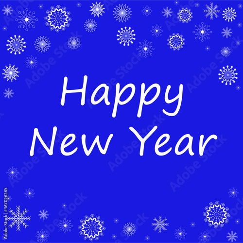 Happy New Year with snowflakes on a blue background