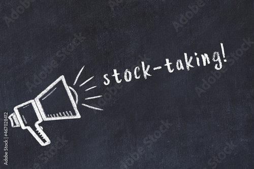 Chalk sketch of loudspeaker and inscription stock-taking