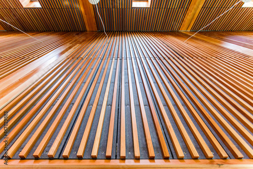 japanese ceiling wood slats close