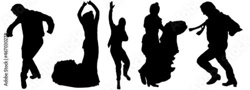 Flamenco dancers. Vector illustration flamenco dance silhouettes with art