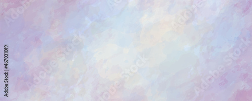 Vector watercolor texture for cards. Hand drawn vector texture. Sky, light, cloud, blue, pink, white. Pastel color watercolour blur banner. 