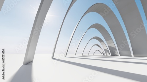 Architecture background arched interior 3d render