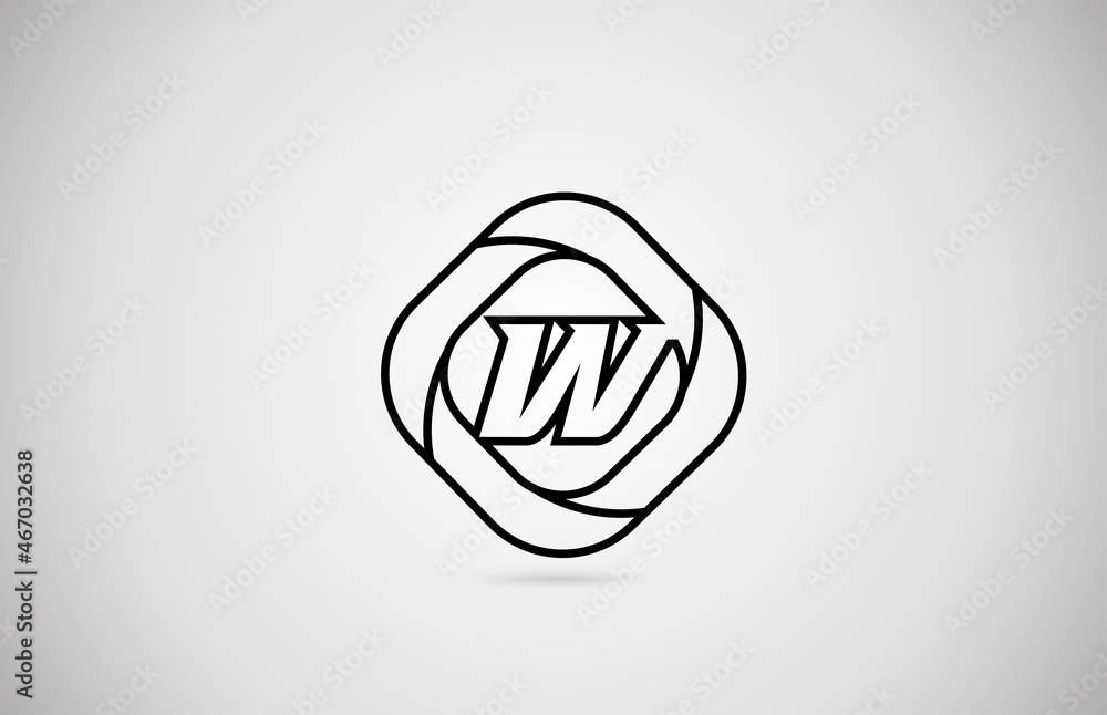 line W alphabet letter logo icon in black and white. Creative design for company and business line W alphabet letter logo icon in black and white. Creative design for company and business